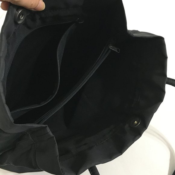 Banana Republic Vintage Nylon Shoulder Bag Tote Black Magnetic Closure Sz Medium - Picture 10 of 16